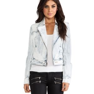 Paige Snowfall wash Denim Brooklyn Moto Jacket